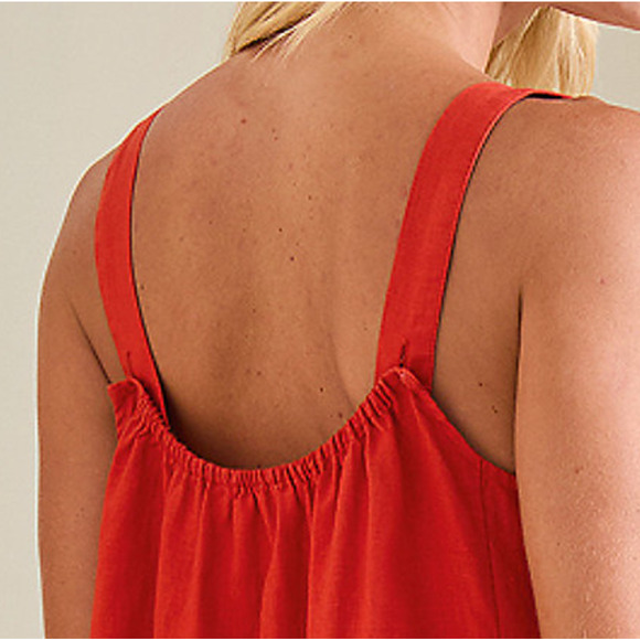 $238  EILEEN FISHER Organic Linen Midi Cami Dress Sundress | Sz L, Flame Red - Picture 4 of 14